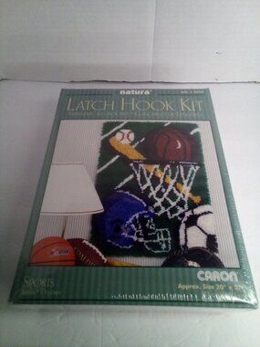 Natura Caron Latch Hook Kit Sports Basketball Football Baseball 20" x 27" Craft
